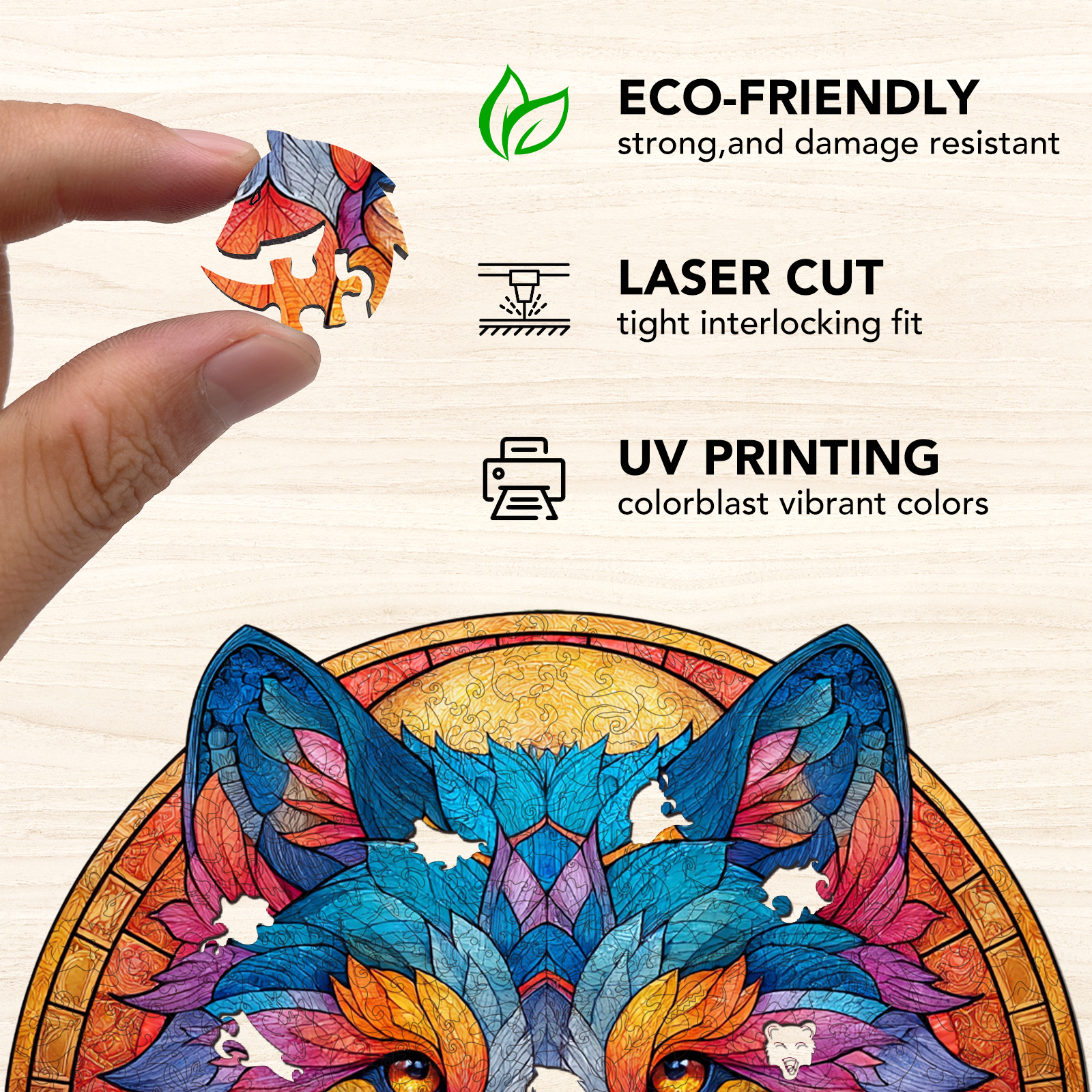 Glass Wolf Countenance Wooden Jigsaw Puzzle