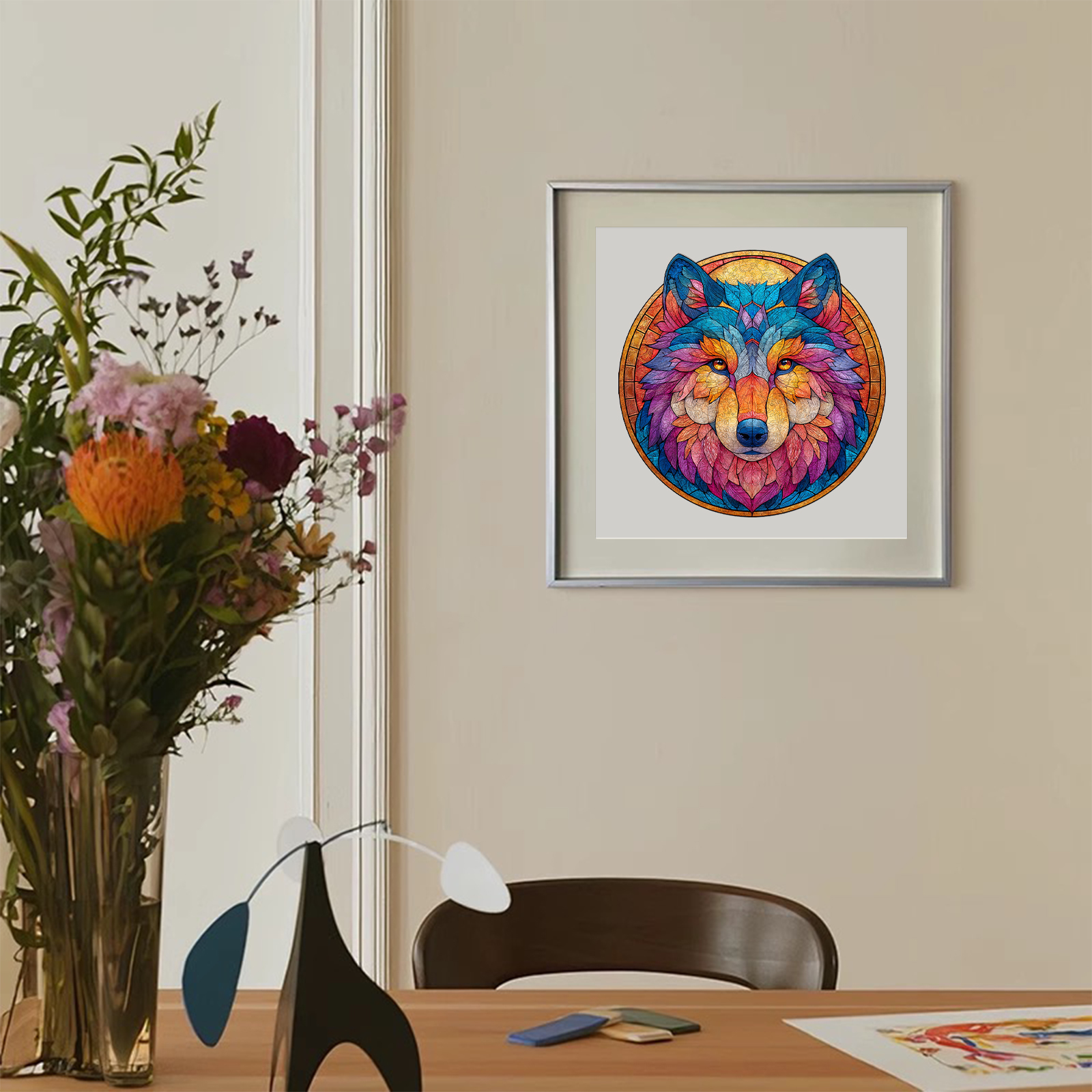 Glass Wolf Countenance Wooden Jigsaw Puzzle