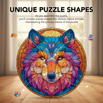 Glass Wolf Countenance Wooden Jigsaw Puzzle