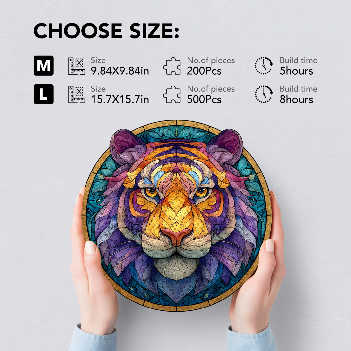 Colorful Glass Tiger's Might Wooden Jigsaw Puzzle