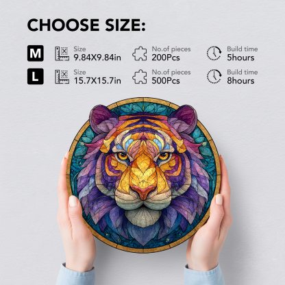 Colorful Glass Tiger's Might Wooden Jigsaw Puzzle