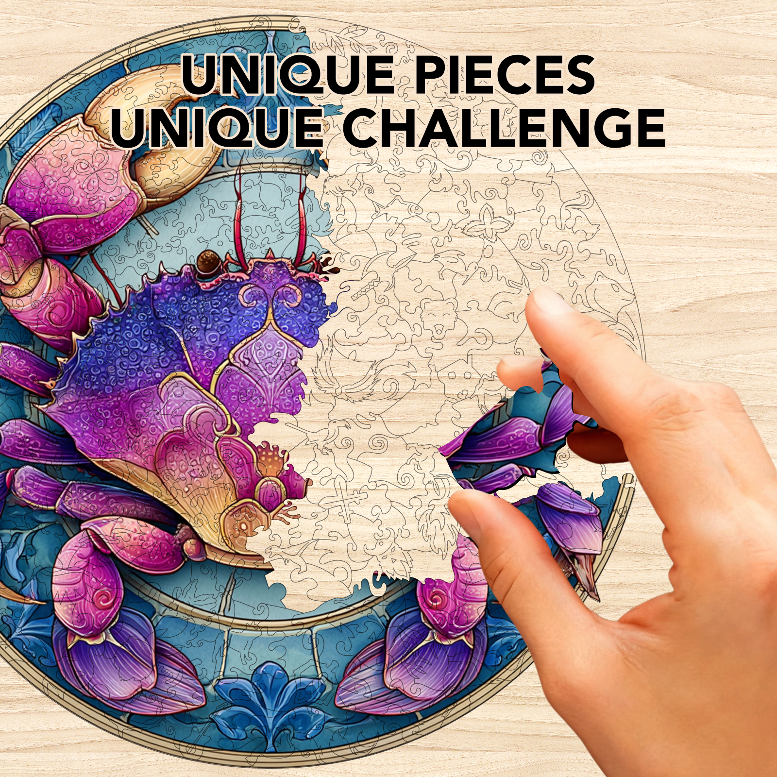 Purple Rhythm Color Crab Wooden Jigsaw Puzzle