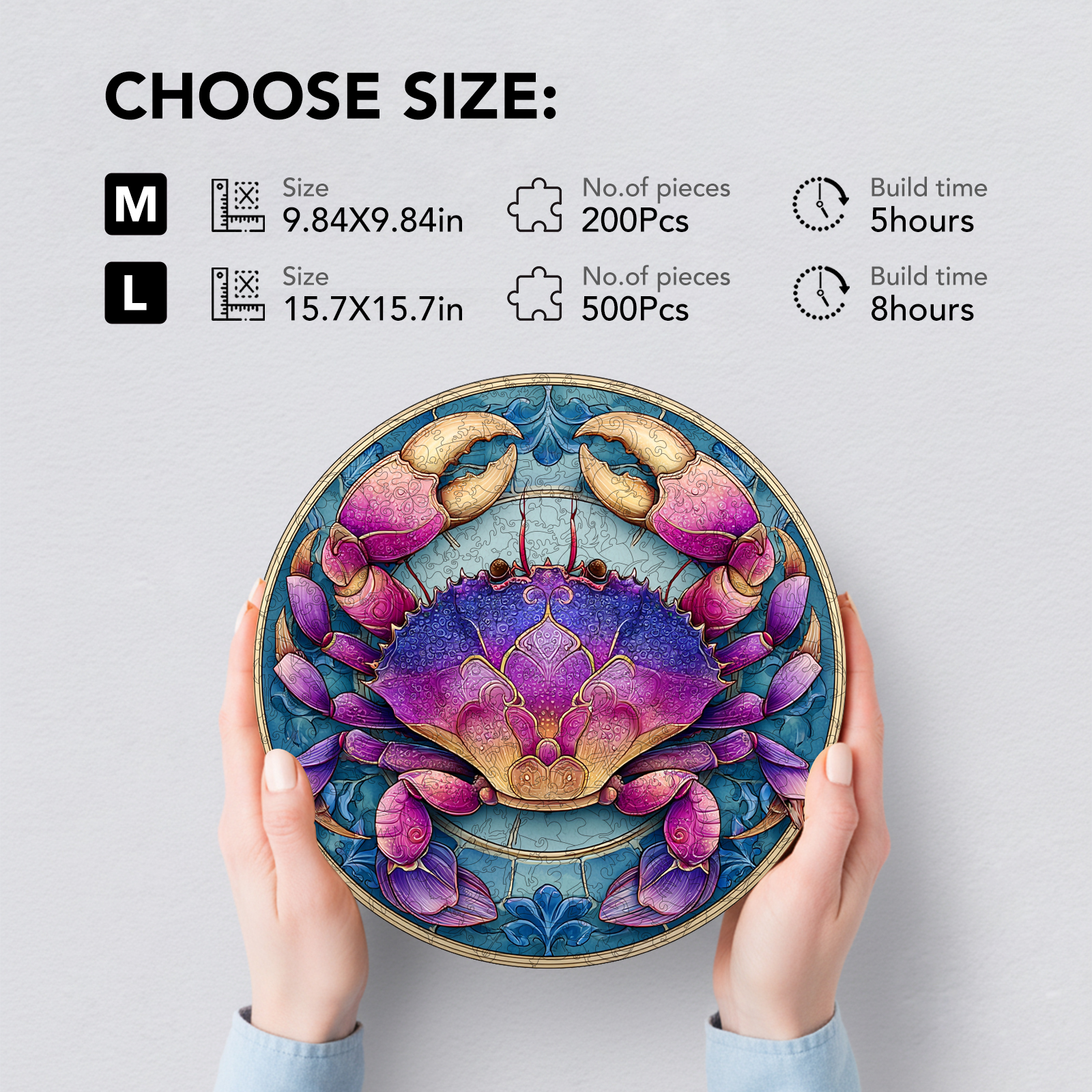 Purple Rhythm Color Crab Wooden Jigsaw Puzzle