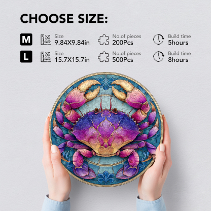 Purple Rhythm Color Crab Wooden Jigsaw Puzzle