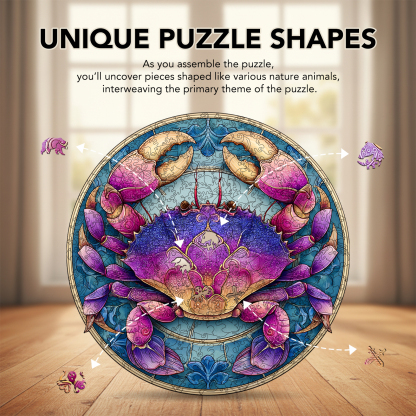 Purple Rhythm Color Crab Wooden Jigsaw Puzzle