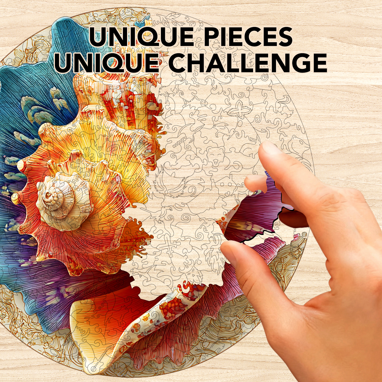 Iridescent Conch Wooden Jigsaw Puzzle