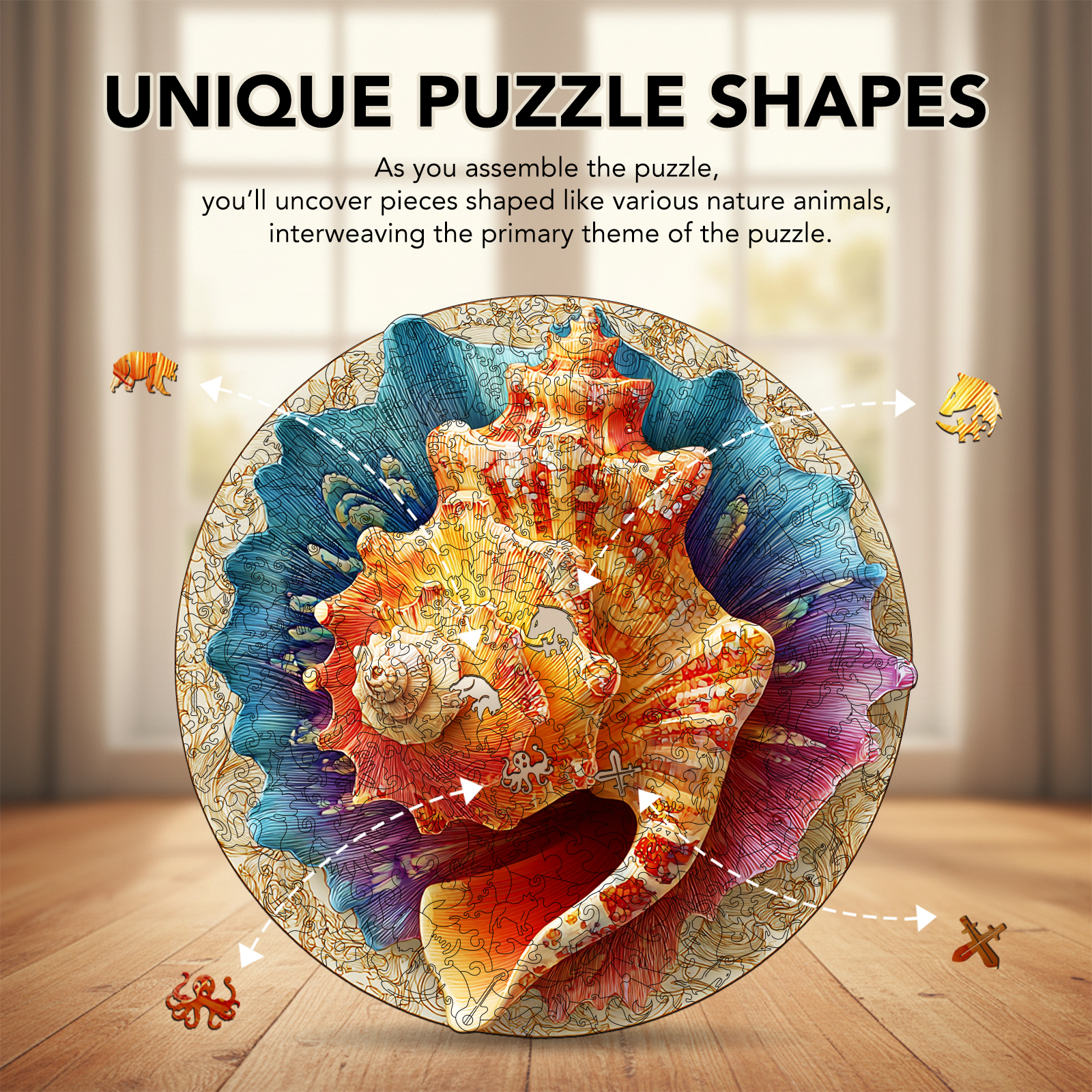 Iridescent Conch Wooden Jigsaw Puzzle
