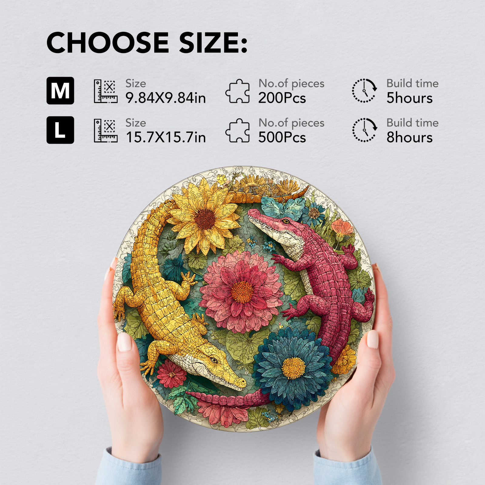 Flower Crocodile Fairy Tale Wooden Jigsaw Puzzle