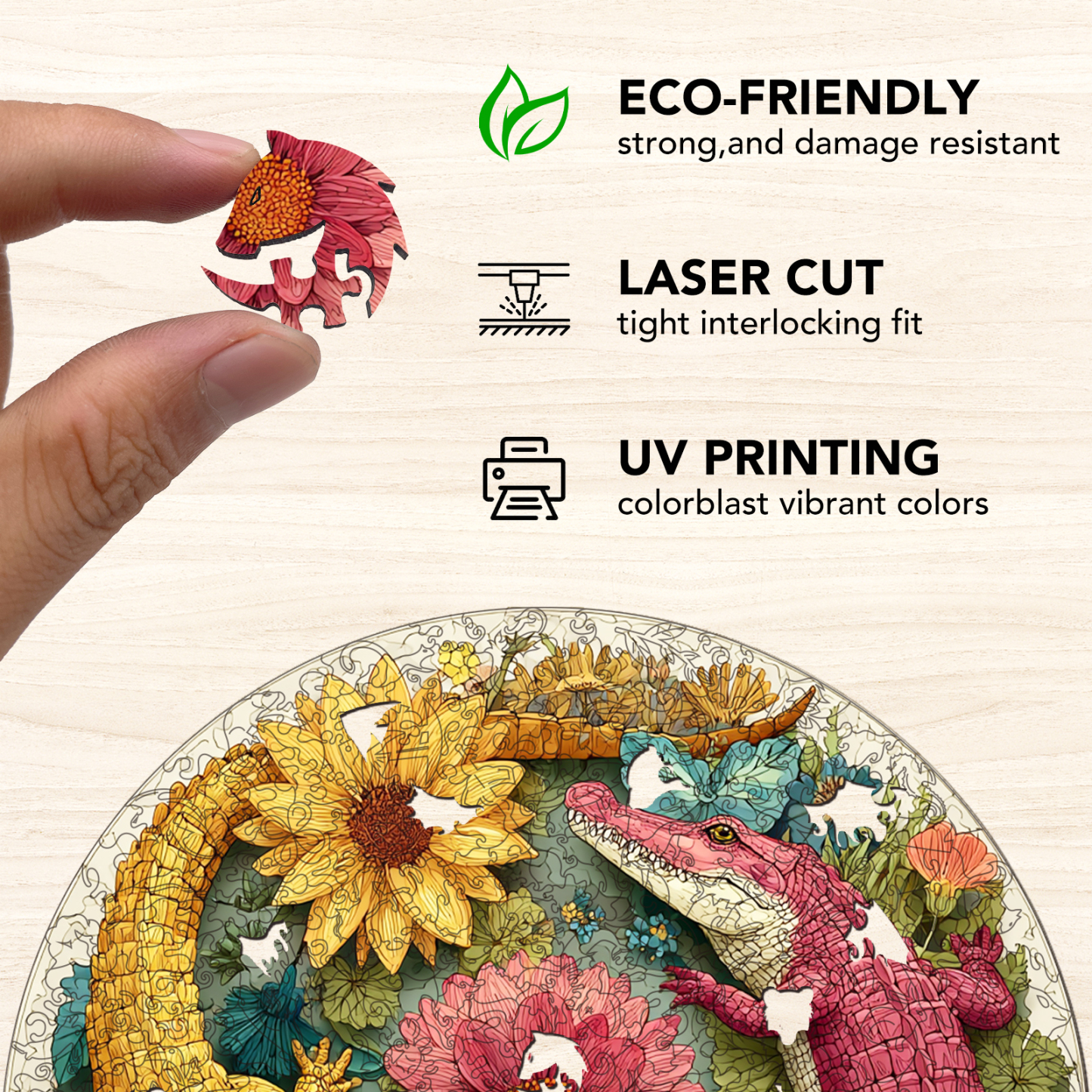 Flower Crocodile Fairy Tale Wooden Jigsaw Puzzle