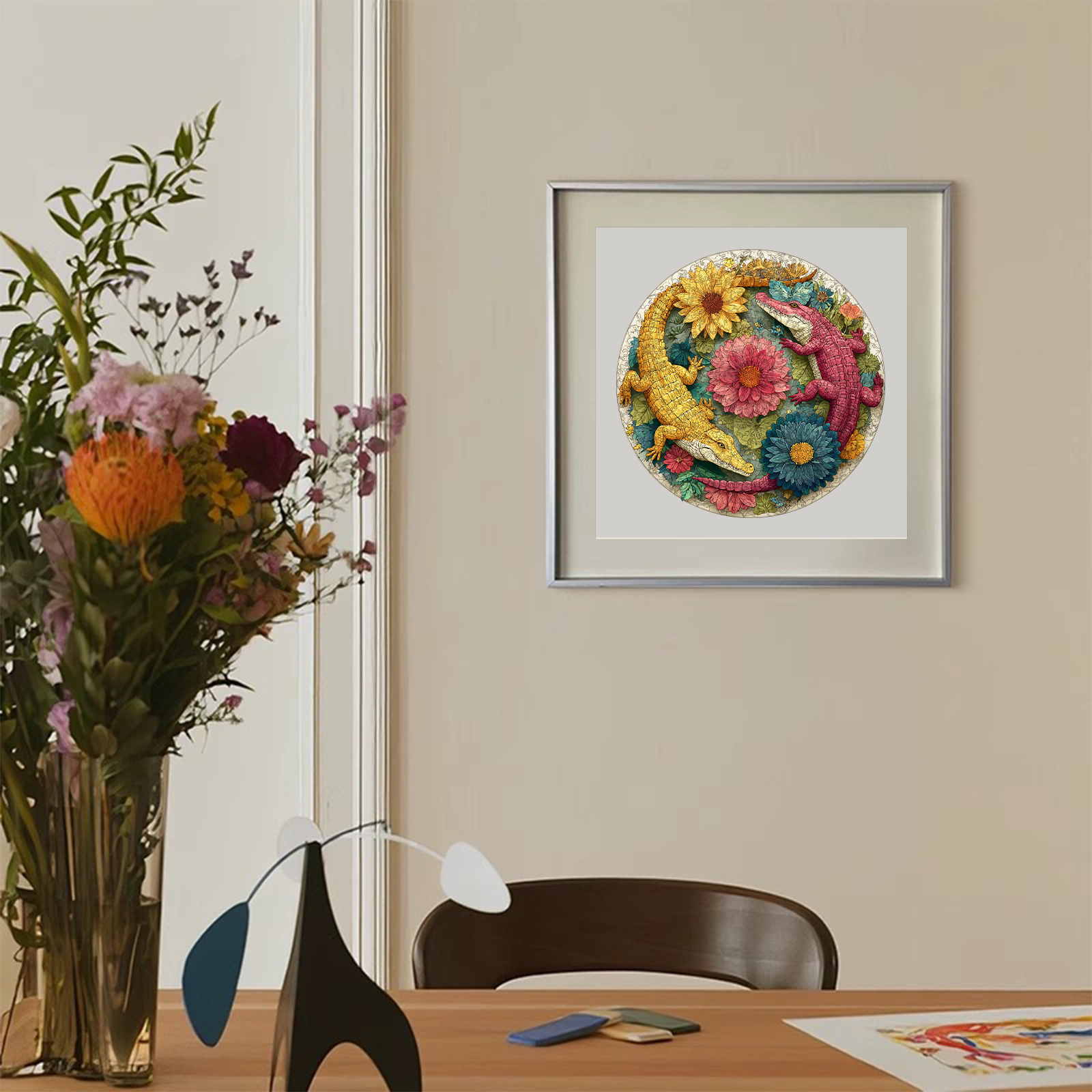 Flower Crocodile Fairy Tale Wooden Jigsaw Puzzle