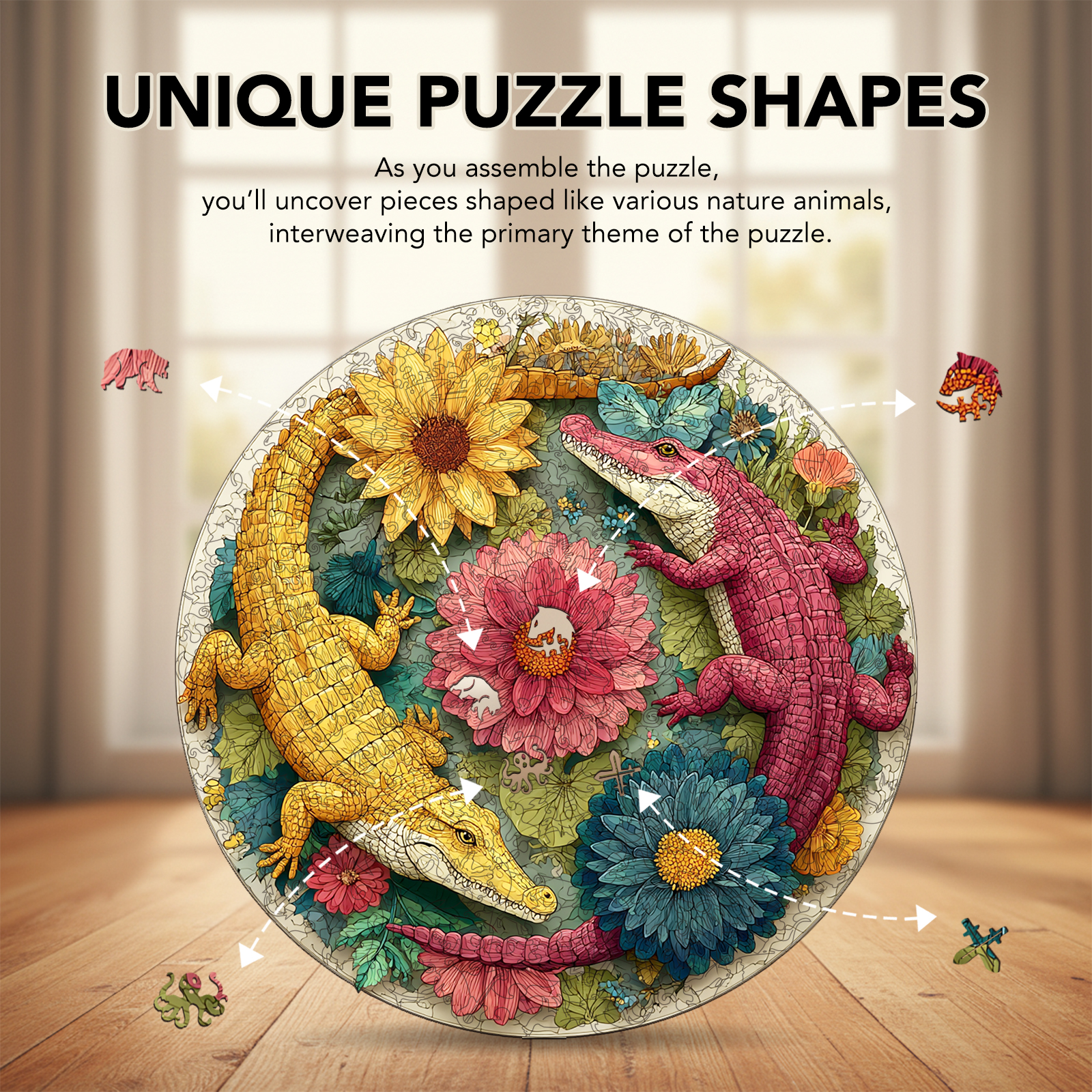 Flower Crocodile Fairy Tale Wooden Jigsaw Puzzle