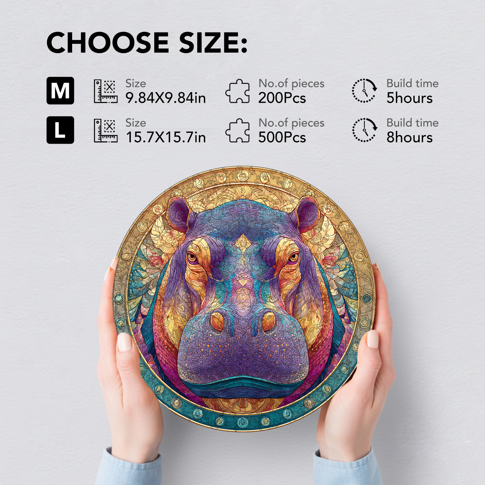 Hippo Splendor Wooden Jigsaw Puzzle