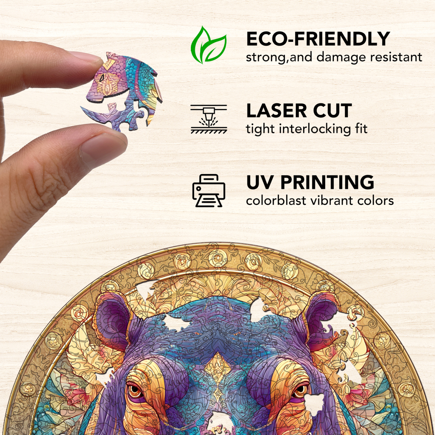 Hippo Splendor Wooden Jigsaw Puzzle