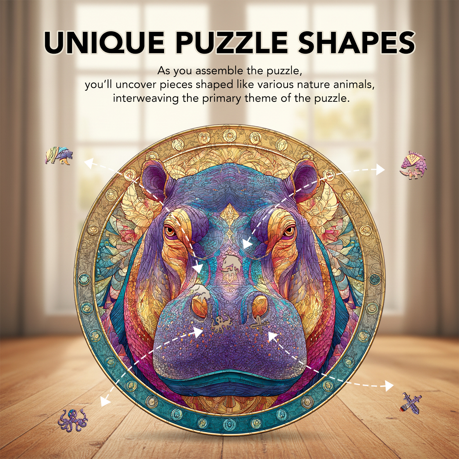 Hippo Splendor Wooden Jigsaw Puzzle