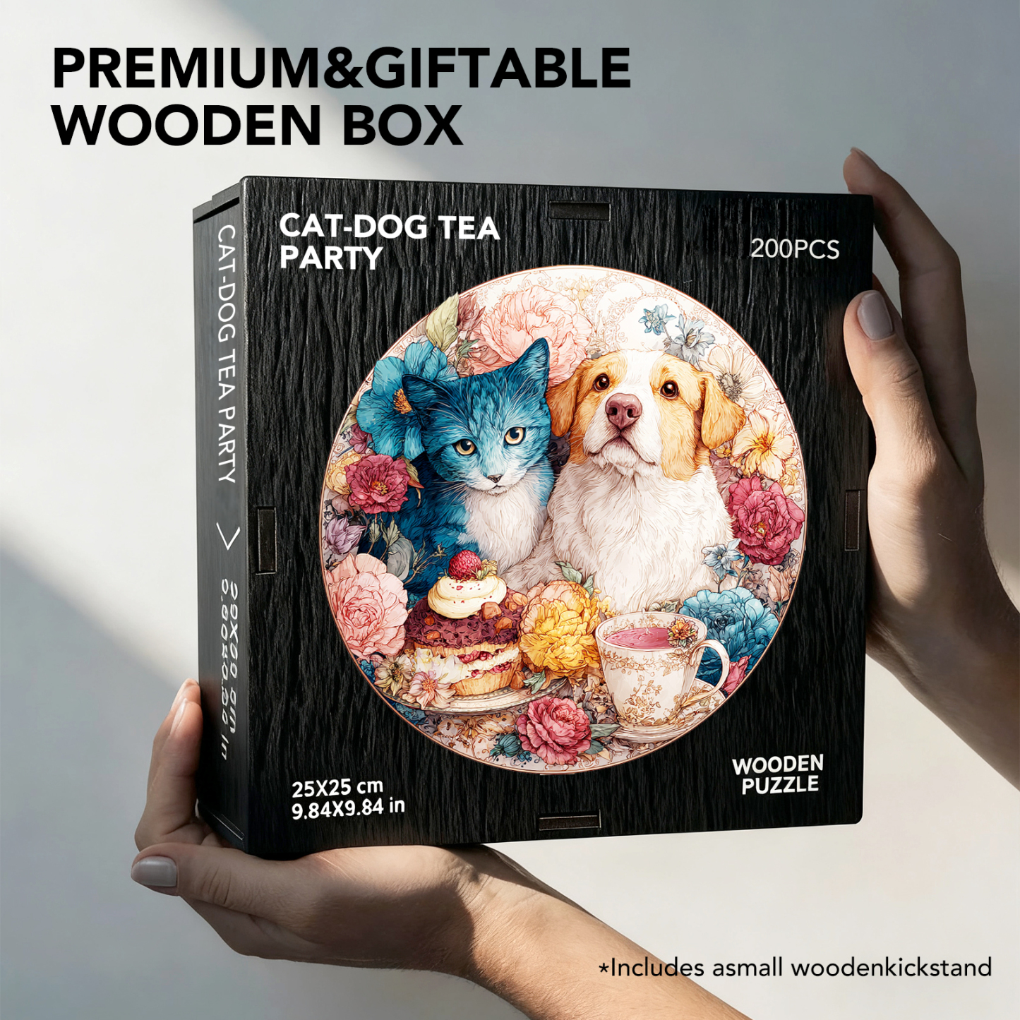 Cat-Dog Tea Party Wooden Jigsaw Puzzle