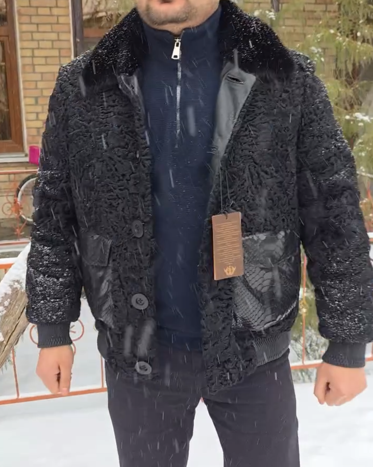 Mink and leather jacket