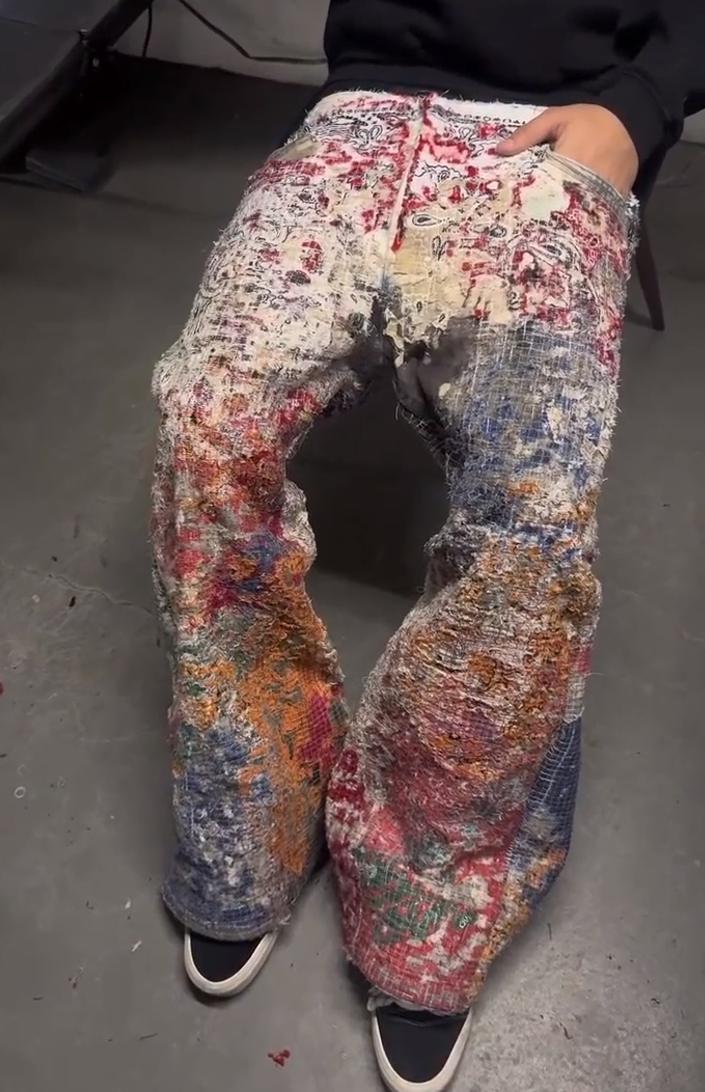 Random Stitch Embroidered Jeans