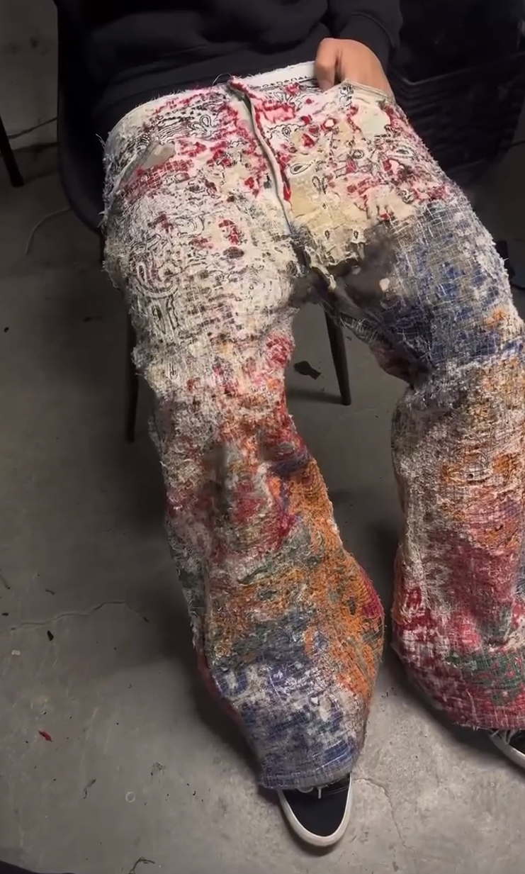 Random Stitch Embroidered Jeans