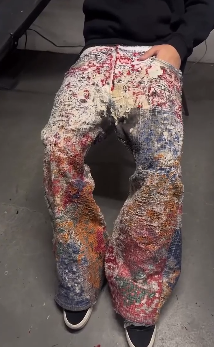 Random Stitch Embroidered Jeans