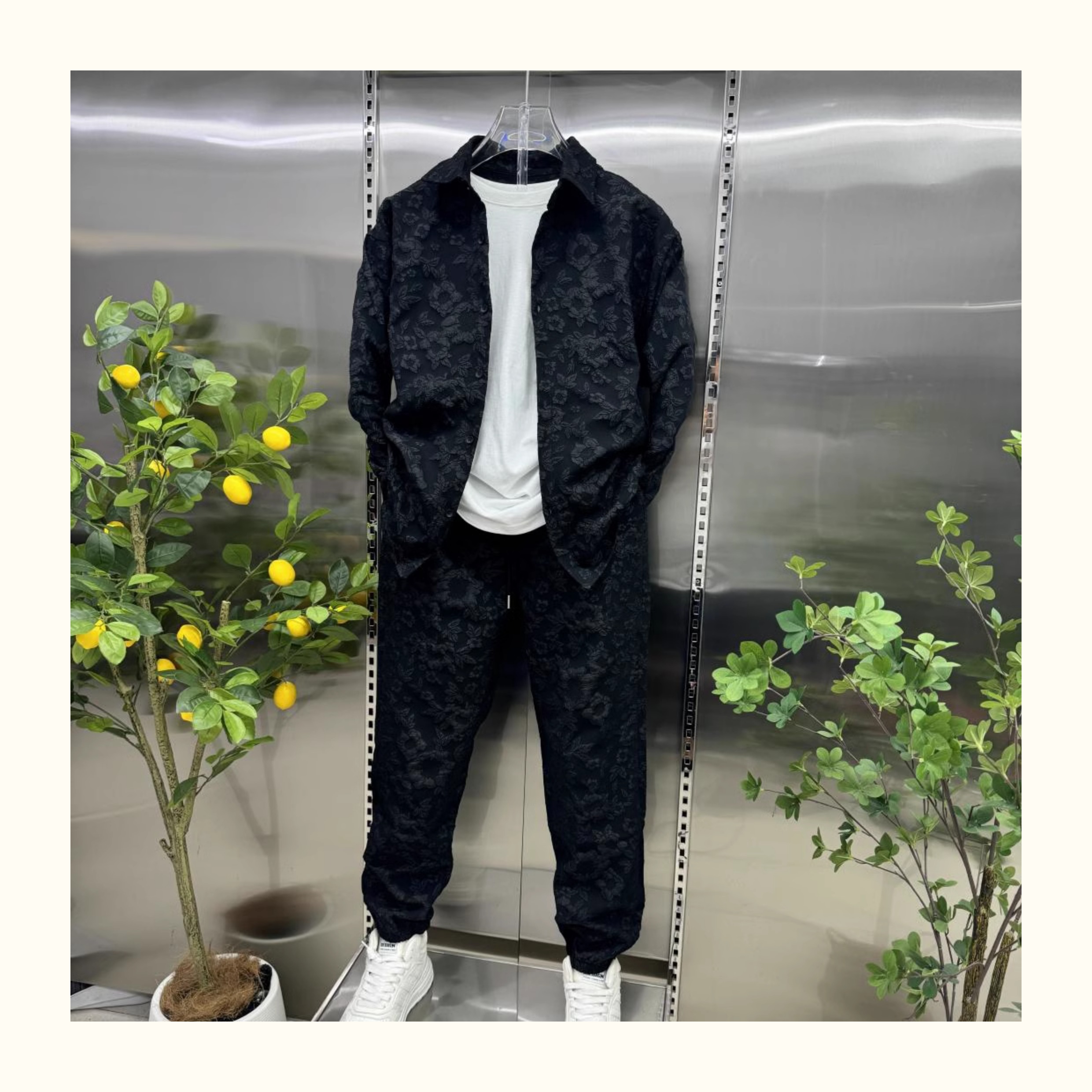 Men's small fragrance shirt suit