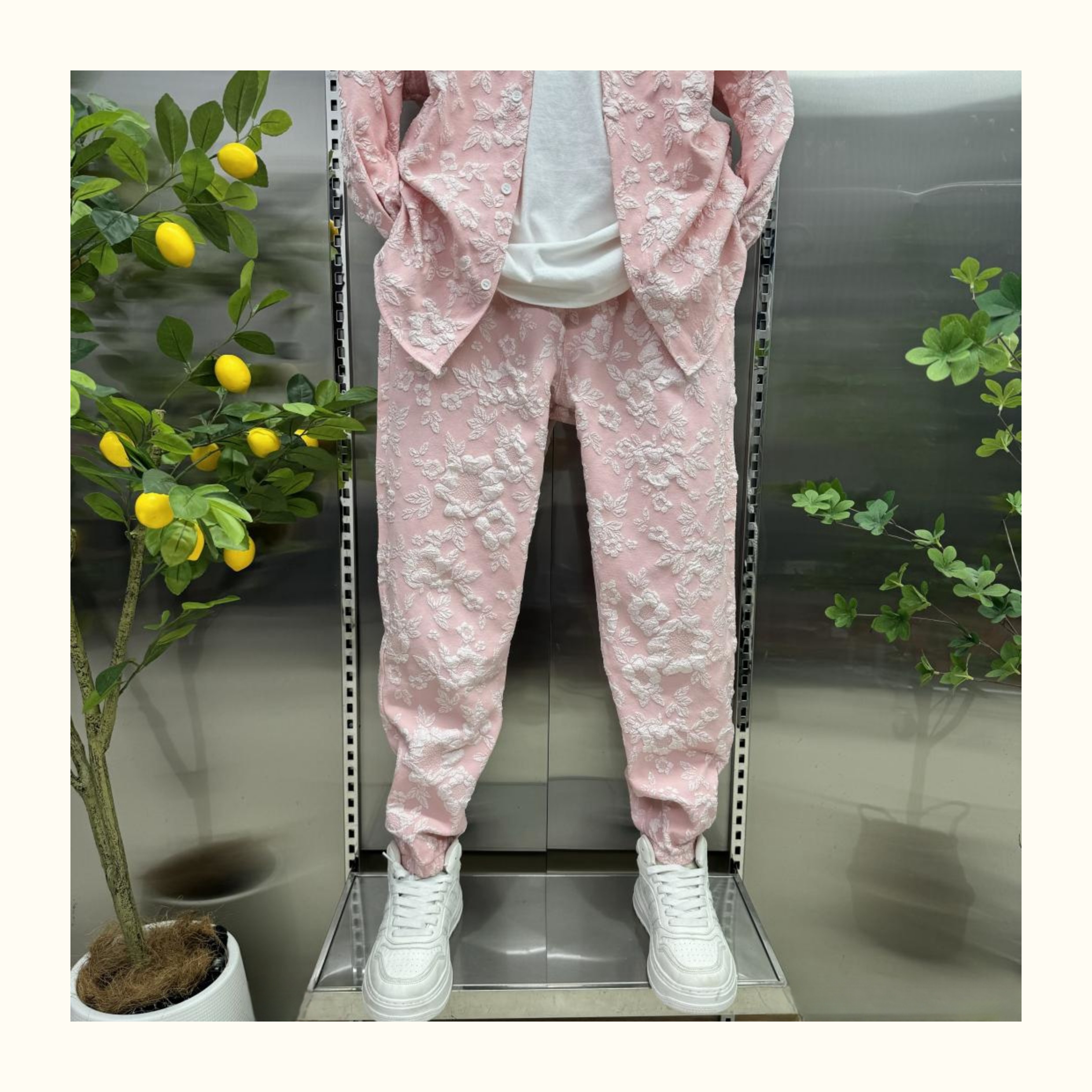 Men's small fragrance shirt suit