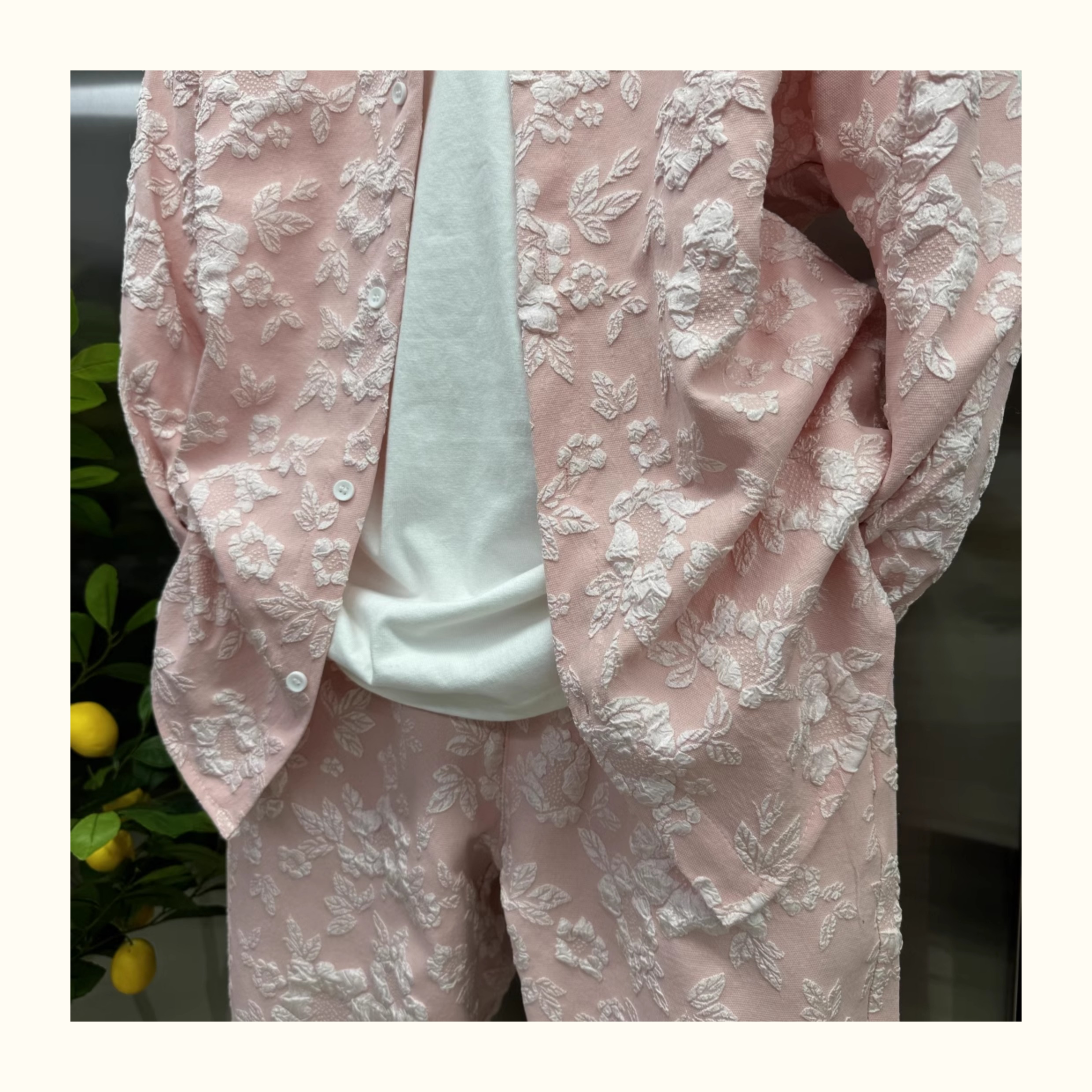 Men's small fragrance shirt suit