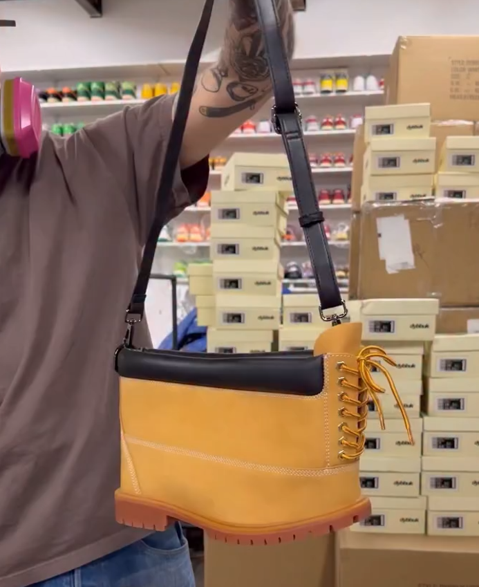 Martens boots transformed into a crossbody bag