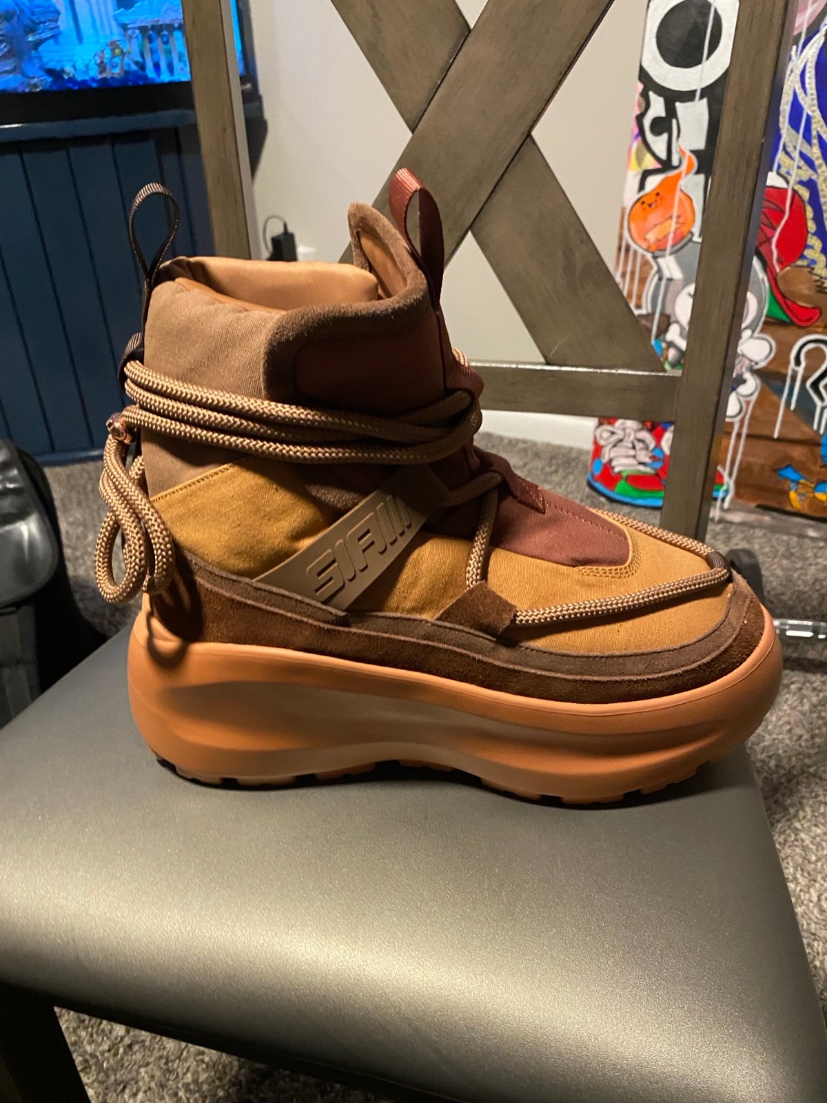 Men's color-blocked short fleece-lined boots