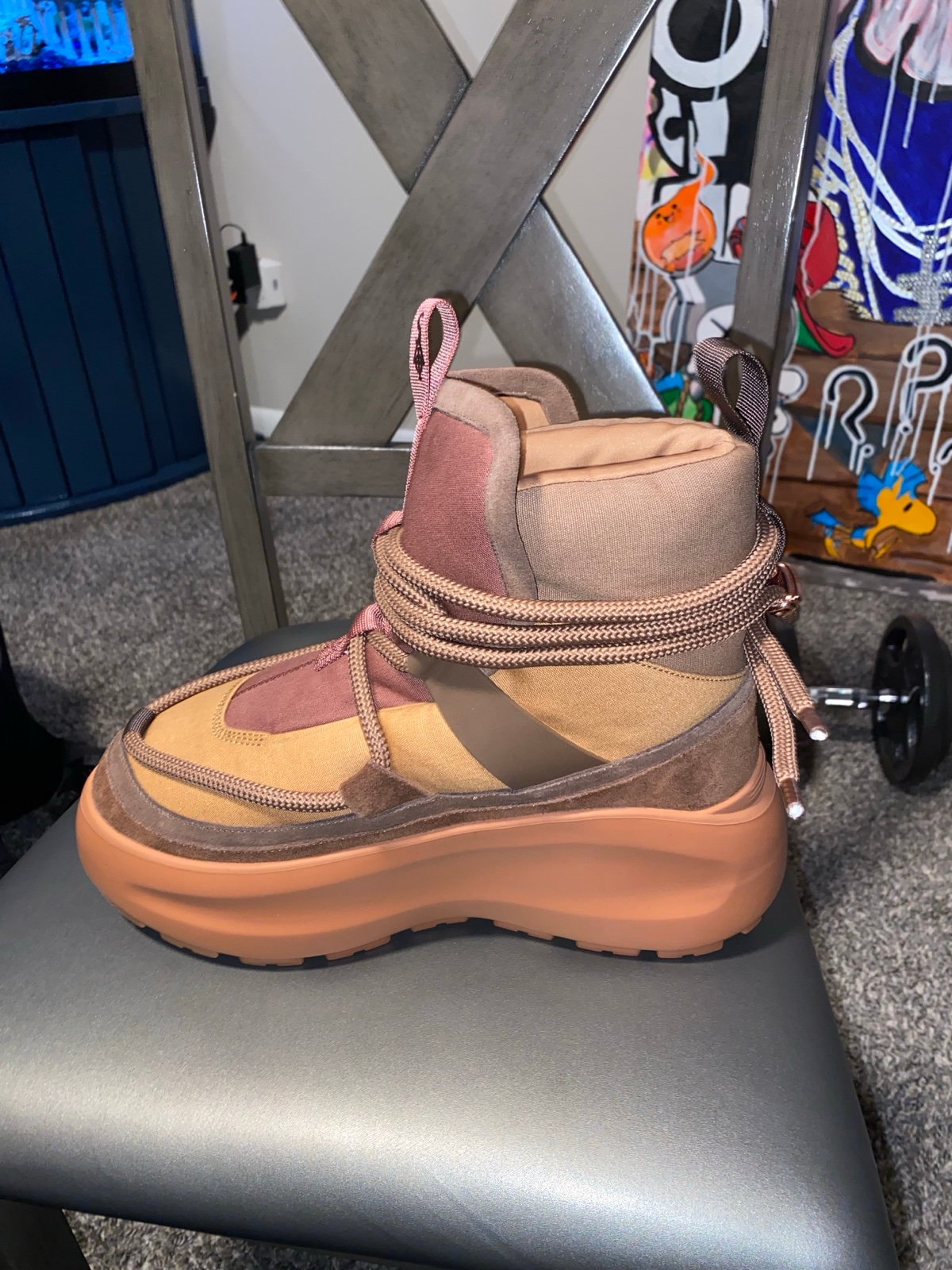 Men's color-blocked short fleece-lined boots