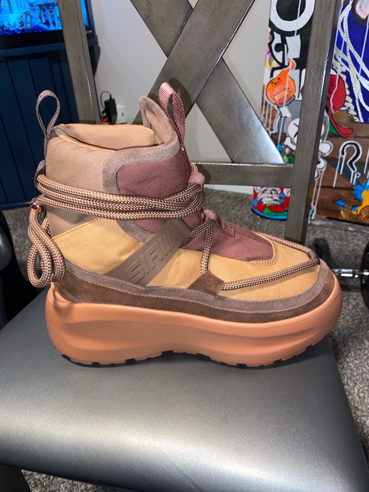 Men's color-blocked short fleece-lined boots