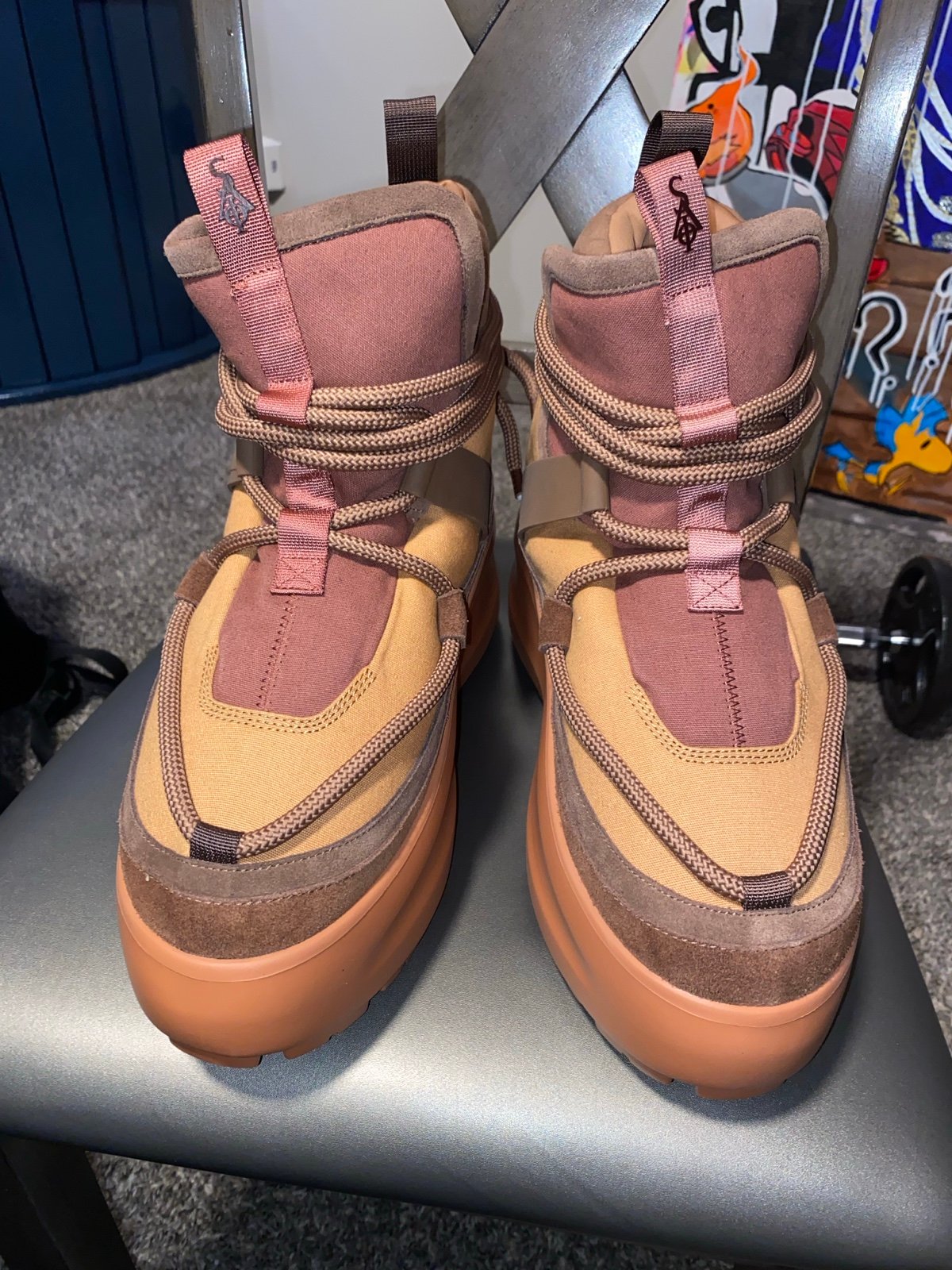 Men's color-blocked short fleece-lined boots