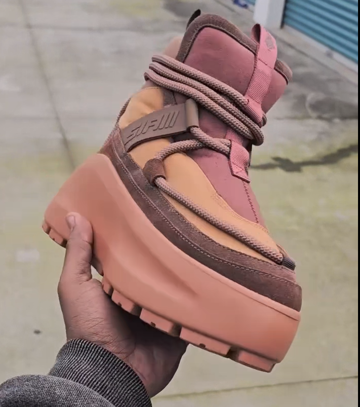 Men's color-blocked short fleece-lined boots