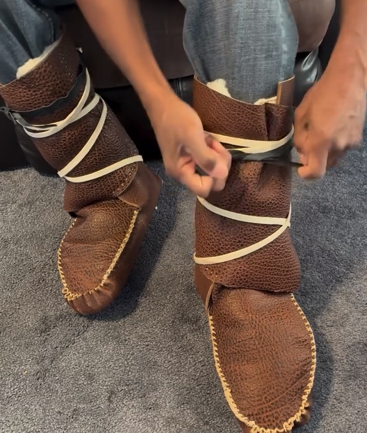 Homemade leather warm boots