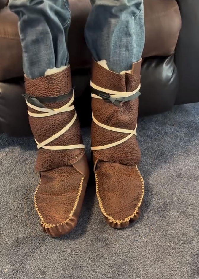 Homemade leather warm boots