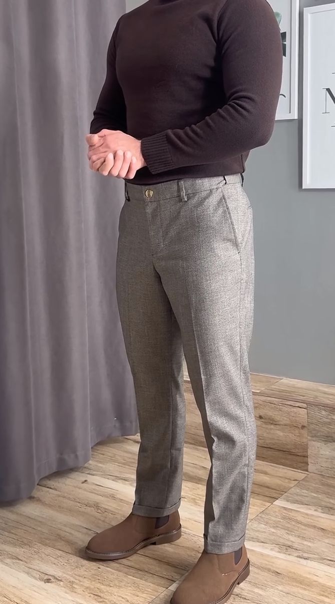 Dark gray slim-fit pants