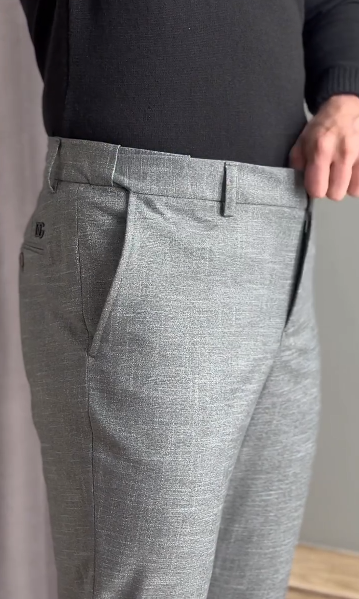 Dark gray slim-fit pants