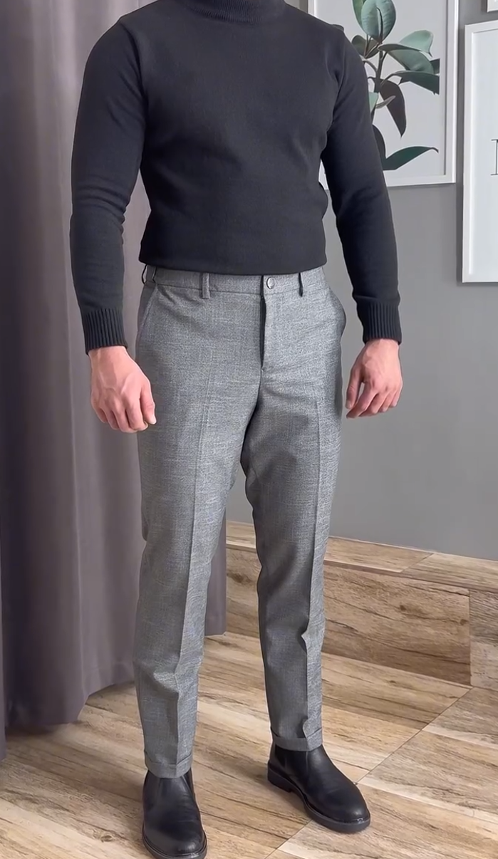 Dark gray slim-fit pants