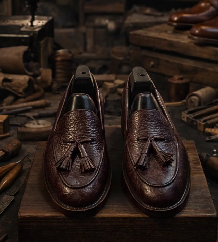 Brown Antelope Leather Tassel Loafers