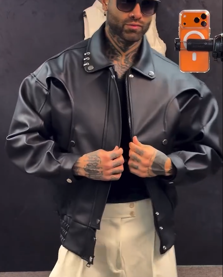 Studded Pilot Leather Jacket