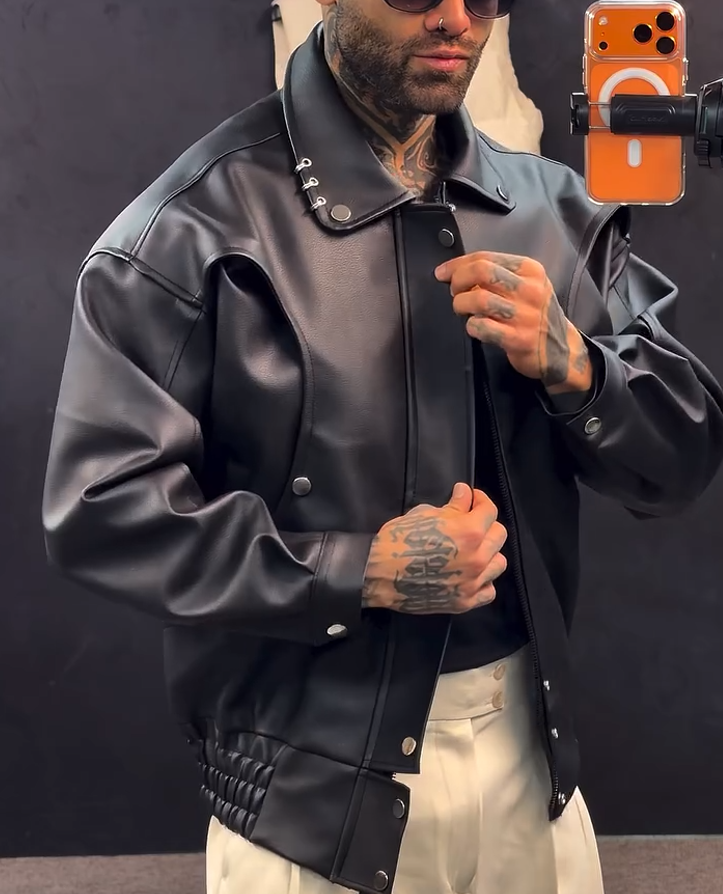 Studded Pilot Leather Jacket