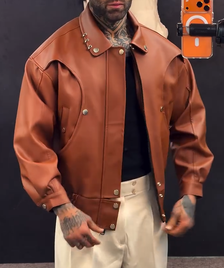 Studded Pilot Leather Jacket