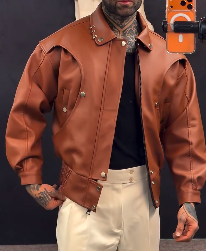 Studded Pilot Leather Jacket