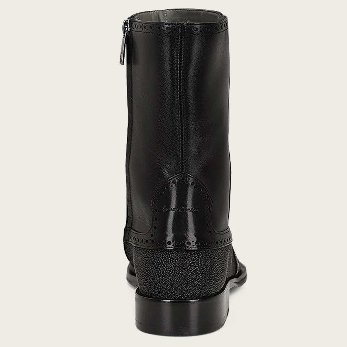 Mid-calf square-toe chunky heel riding boots
