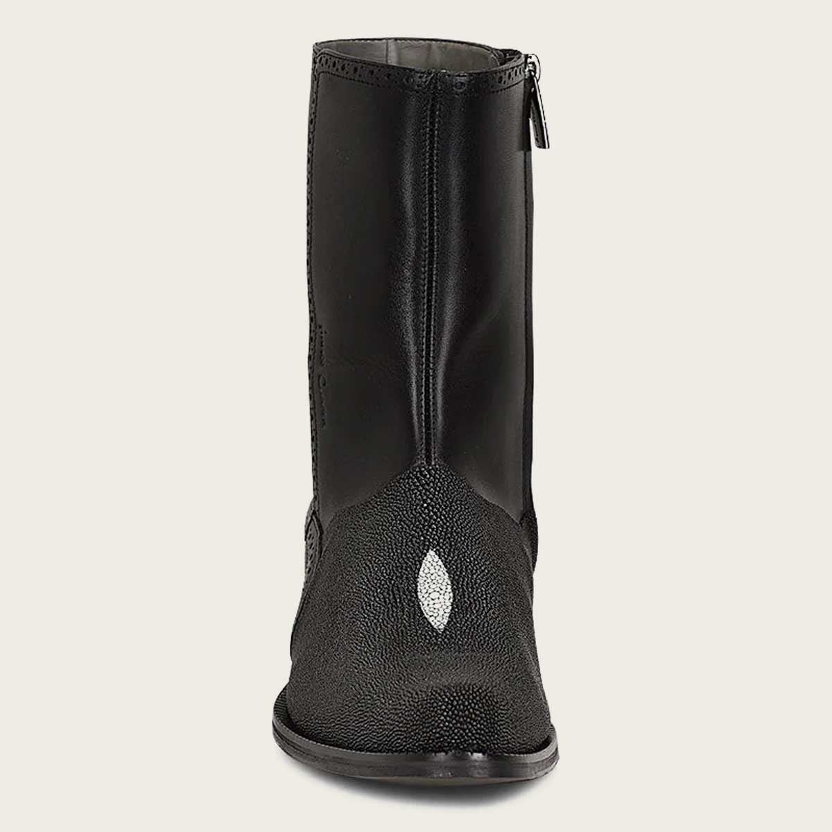 Mid-calf square-toe chunky heel riding boots