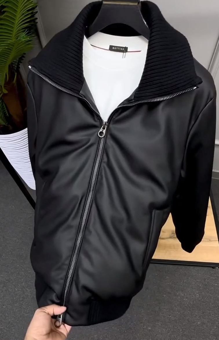 Faux leather bomber jacket cotton coat