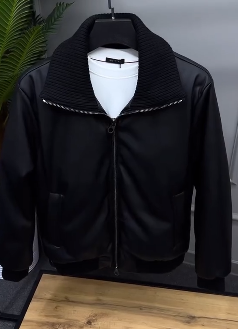 Faux leather bomber jacket cotton coat