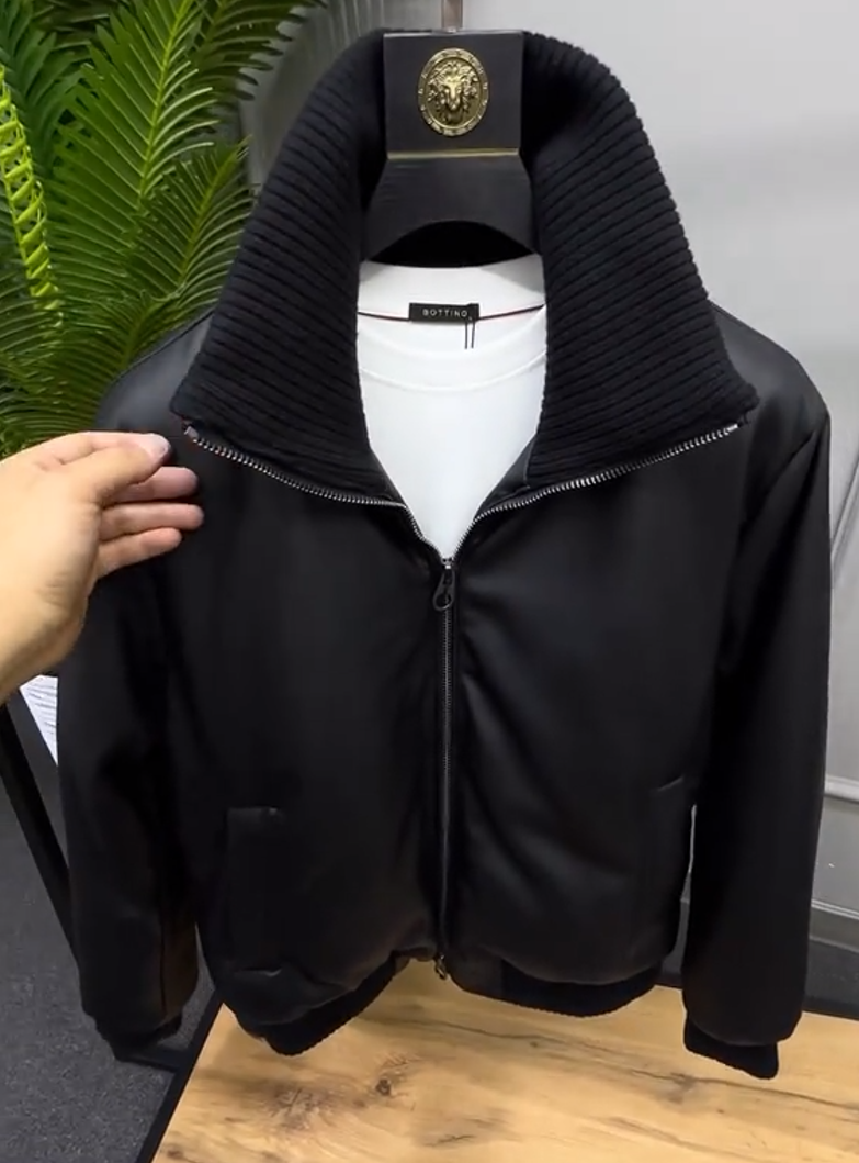 Faux leather bomber jacket cotton coat