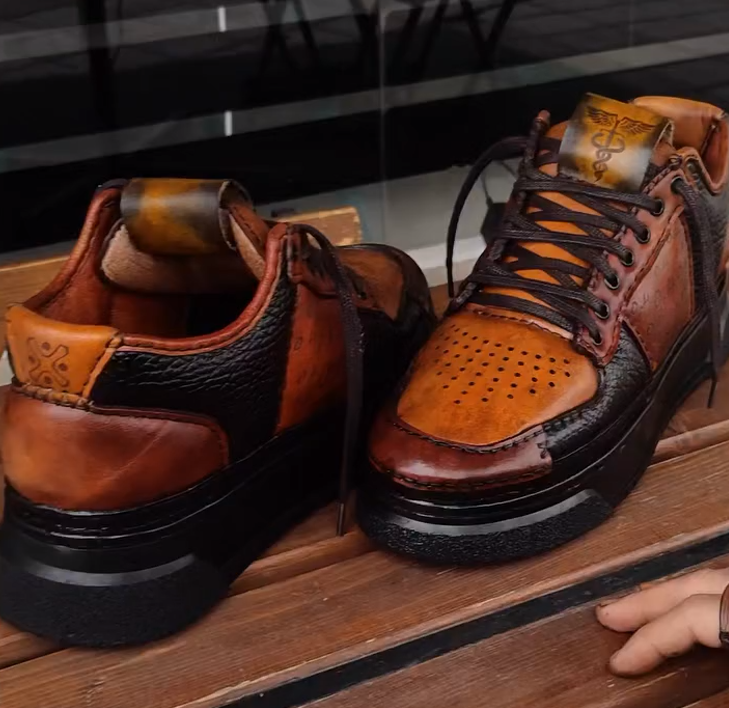 Brown leather sneakers