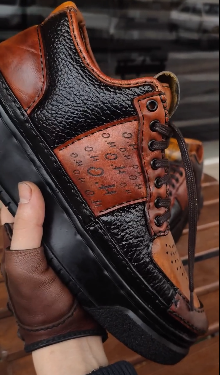 Brown leather sneakers