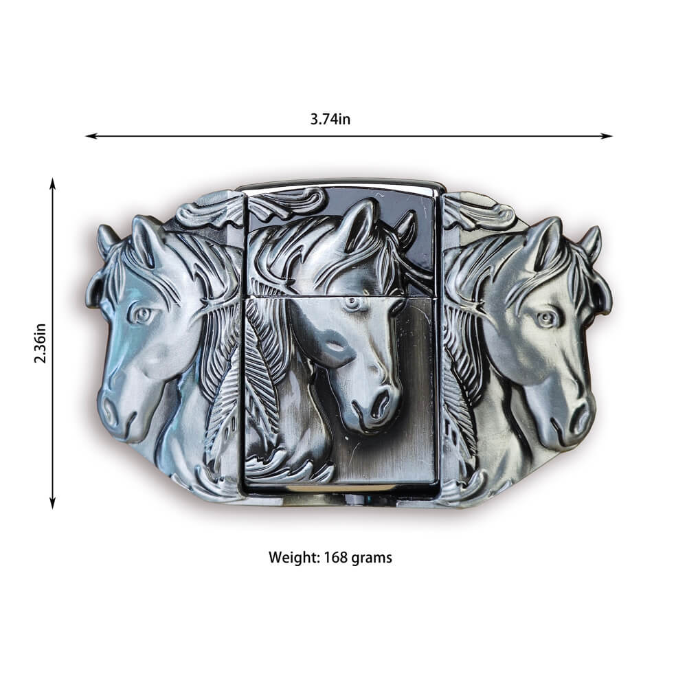 Western Horse Head Lighter Belt Buckle